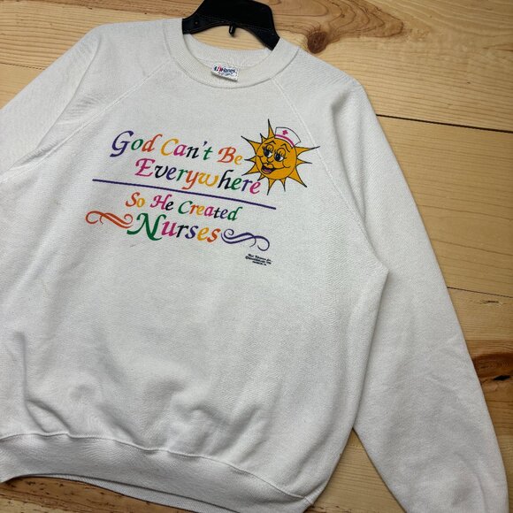 Vintage Nursing Sweatshirt Womens XL White Crewneck Nurse Nurses 90s - Picture 1 of 12